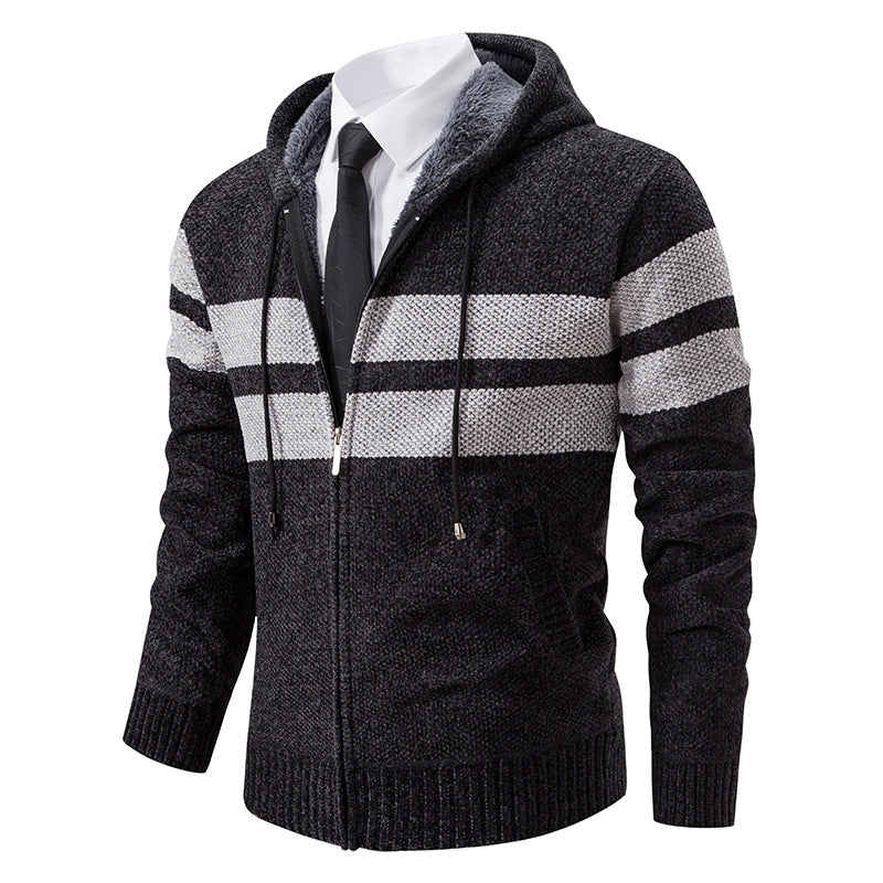 Arkon Men's Teddy Lined Knit Hooded Jacket