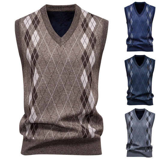 Arkon Men's Argyle Cotton Blend Knit Vest