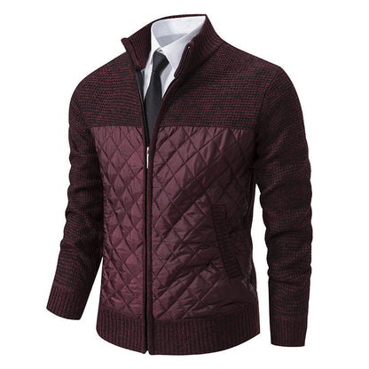 Arkon Men's Quilted Hybrid Knit Jacket With Stand Collar