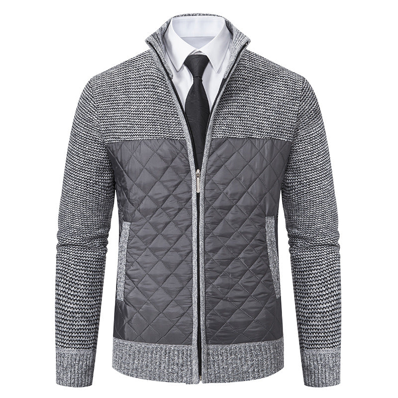 Arkon Men's Quilted Hybrid Knit Jacket With Stand Collar