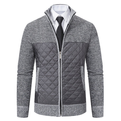 Arkon Men's Quilted Hybrid Knit Jacket With Stand Collar