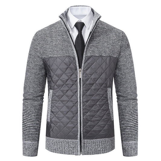 Arkon Men's Quilted Hybrid Knit Jacket With Stand Collar