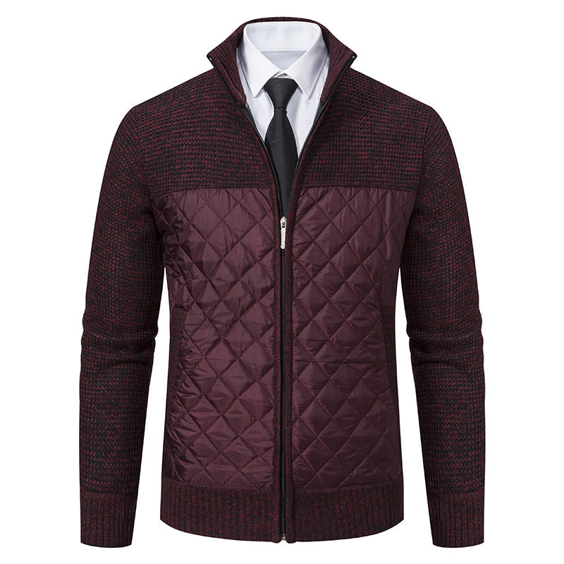 Arkon Men's Quilted Hybrid Knit Jacket With Stand Collar