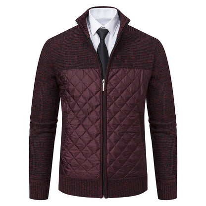 Arkon Men's Quilted Hybrid Knit Jacket With Stand Collar