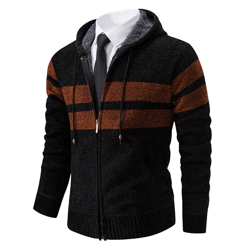 Arkon Men's Teddy Lined Knit Hooded Jacket