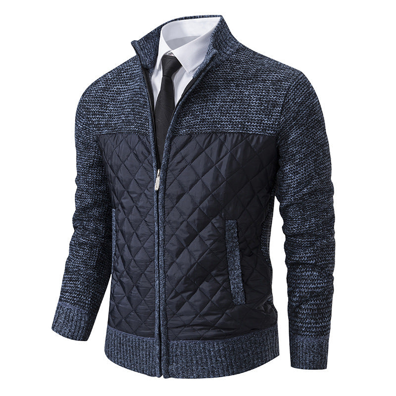 Arkon Men's Quilted Hybrid Knit Jacket With Stand Collar