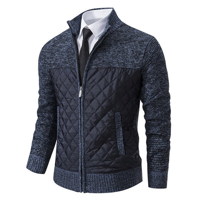 Arkon Men's Quilted Hybrid Knit Jacket With Stand Collar