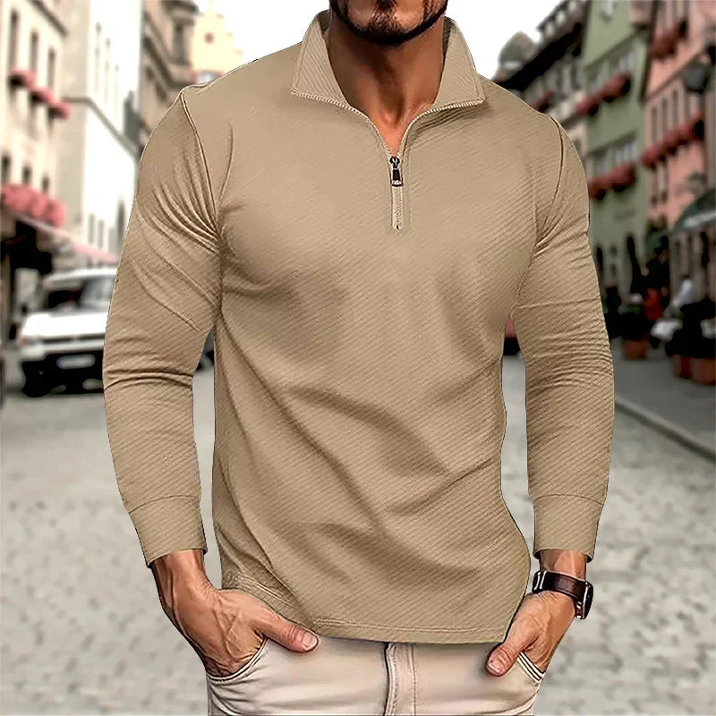 Arkon Luca Perron Men's Long Sleeve Zip Polo Shirt