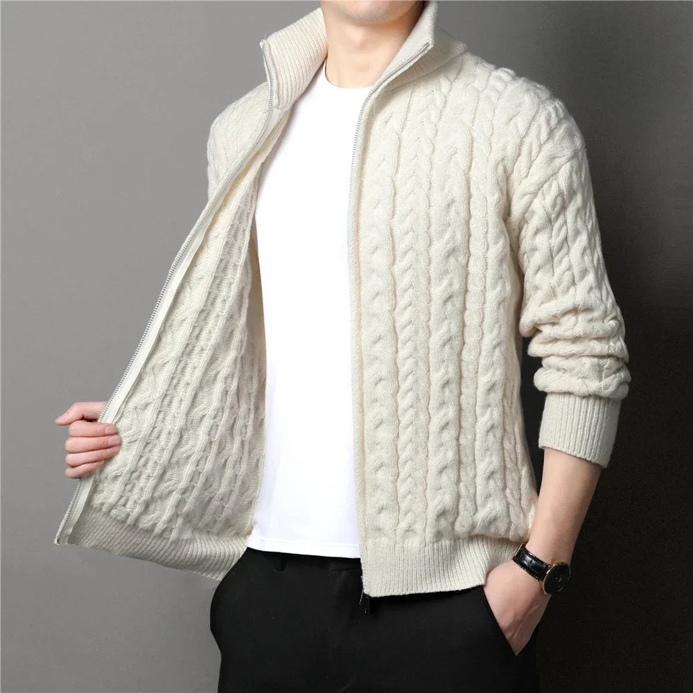 Arkon Men's Cable Knit Zip Cardigan