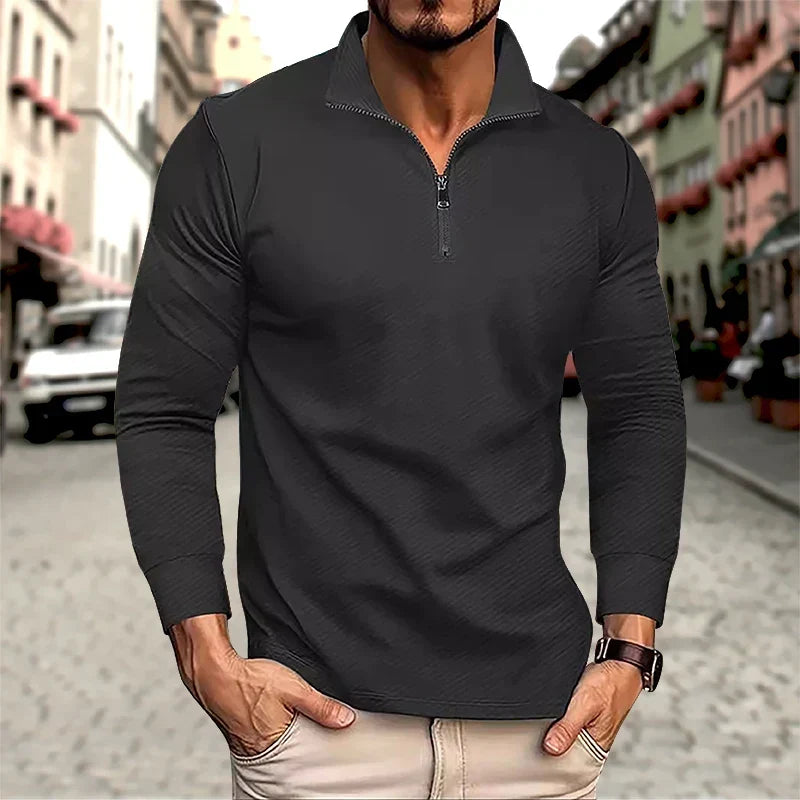 Arkon Luca Perron Men's Long Sleeve Zip Polo Shirt