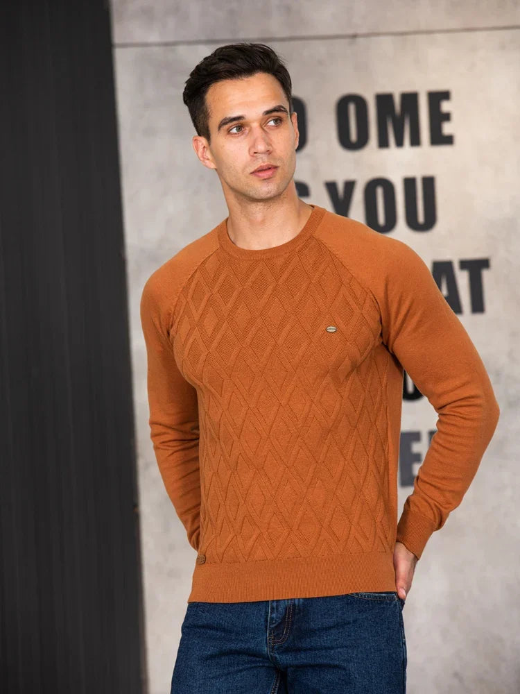 Arkon Dario Pini Men's Argyle Knit O-Neck Sweater