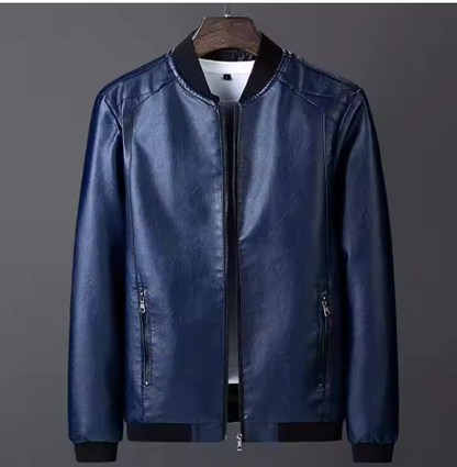 Chaqueta de cuero para hombre Arkon con cuello beisbolero
