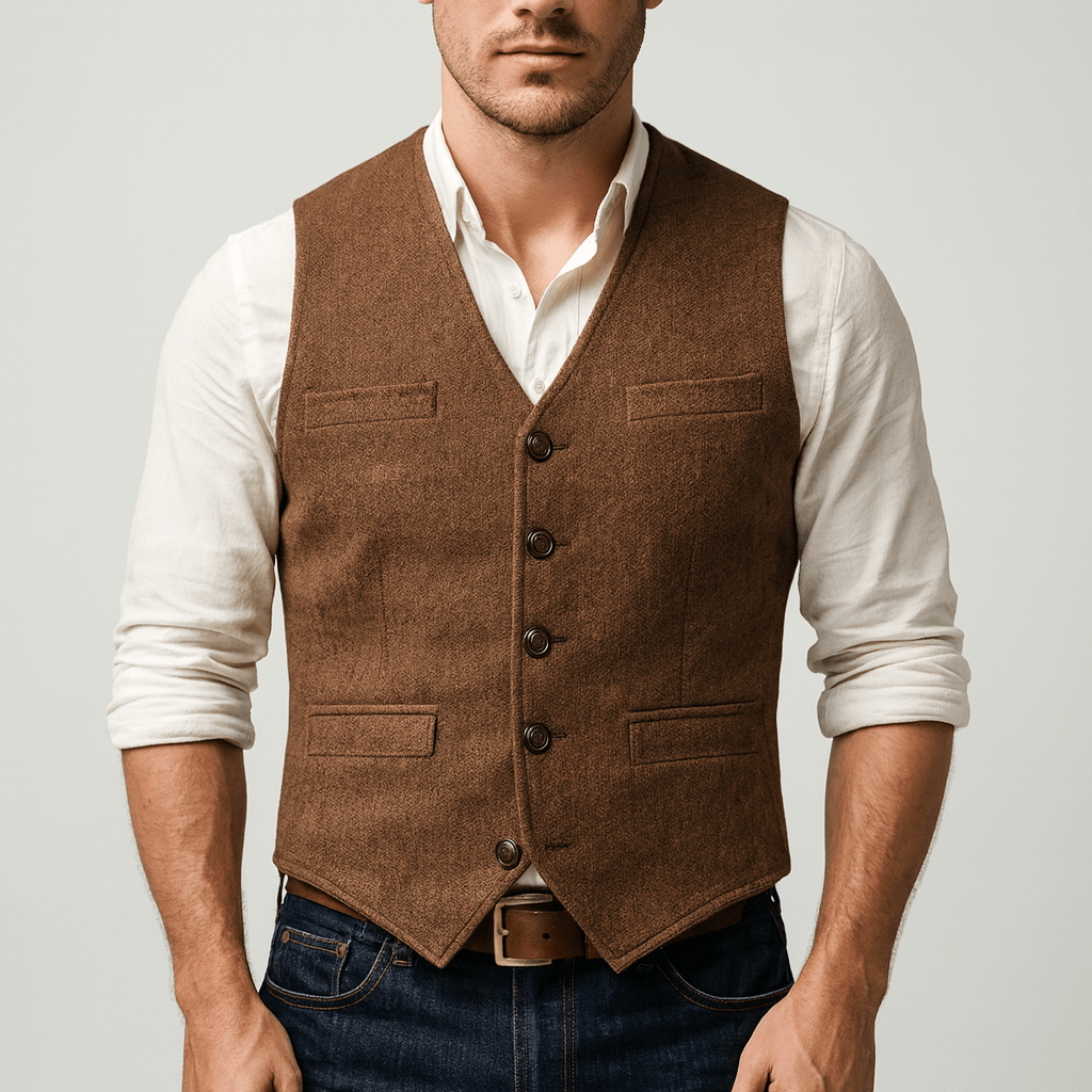 Arkon Men's Tweed-Style Button Vest