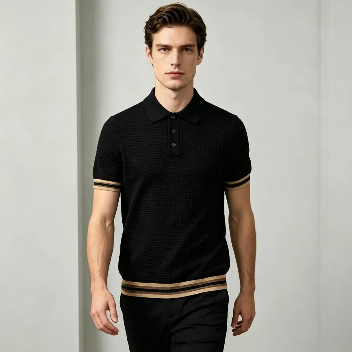 Arkon Herren-Poloshirt, leicht und atmungsaktiv, Schwarz