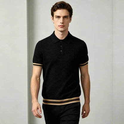 Arkon Herren-Poloshirt, leicht und atmungsaktiv, Schwarz