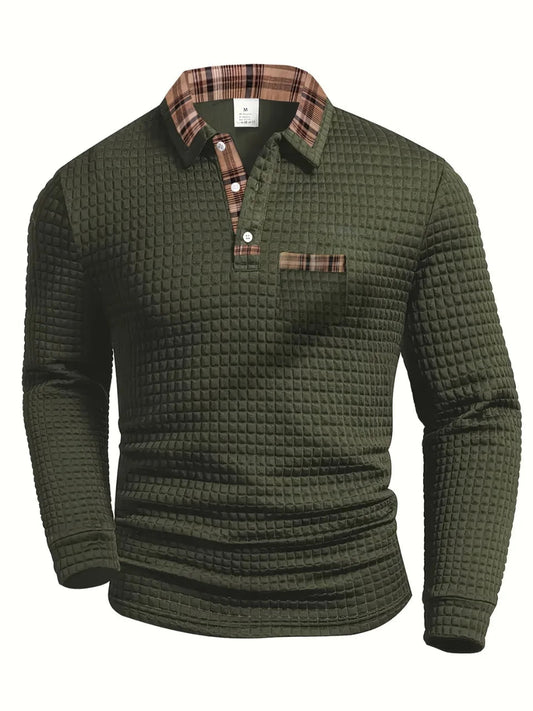 Arkon Long-Sleeve Soft-Touch Checked Polo Shirt