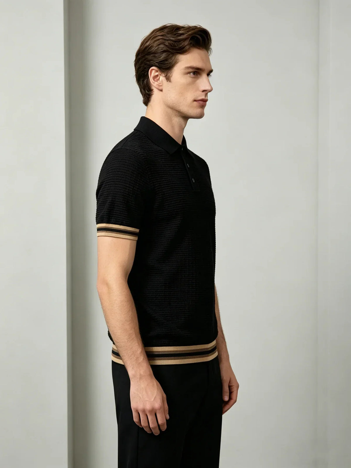 Arkon Herren-Poloshirt, leicht und atmungsaktiv, Schwarz