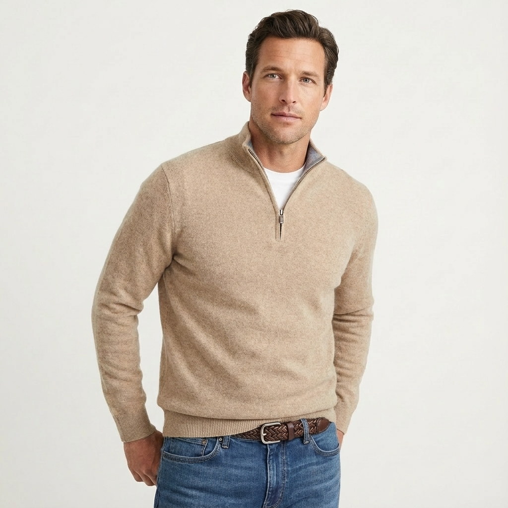Pull à col montant et fermeture éclair quart de tour pour homme Arkon