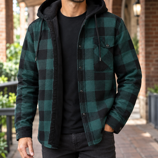 Arkon Plaid Denim Hooded Shirt Jacket