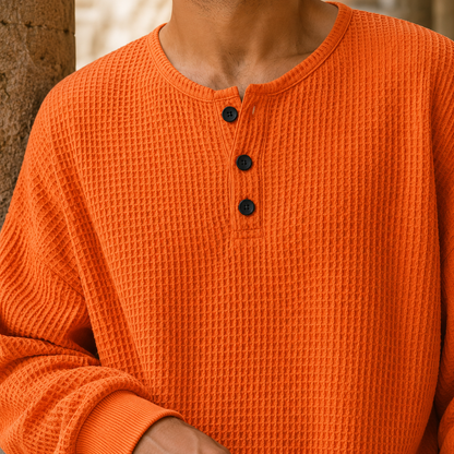 Arkon Henley-Strickpullover aus Waffelstrick mit lässiger Passform