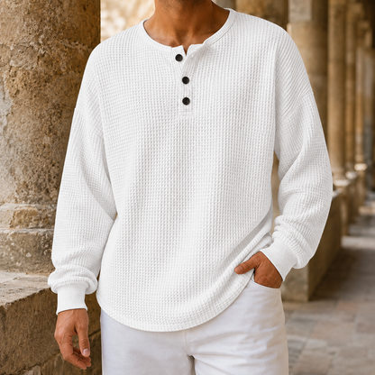 Arkon Henley-Strickpullover aus Waffelstrick mit lässiger Passform