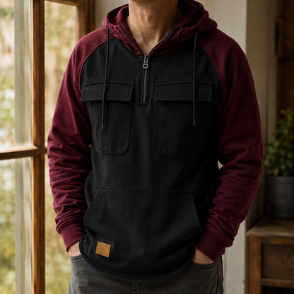 Arkon Utility-Hoodie aus Baumwollmischung mit halbem Reißverschluss