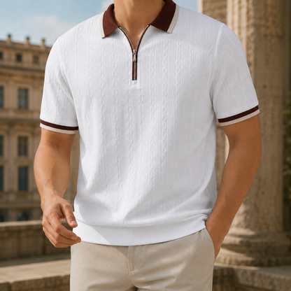 Polo com textura e fecho até meio Arkon