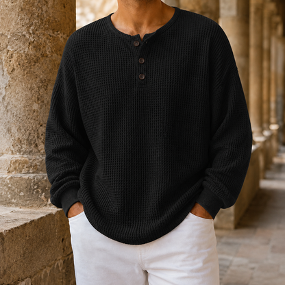 Arkon Henley-Strickpullover aus Waffelstrick mit lässiger Passform