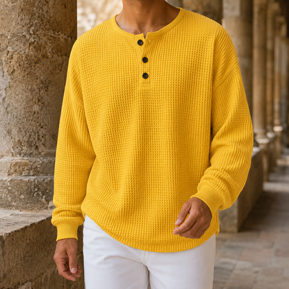 Arkon Henley-Strickpullover aus Waffelstrick mit lässiger Passform