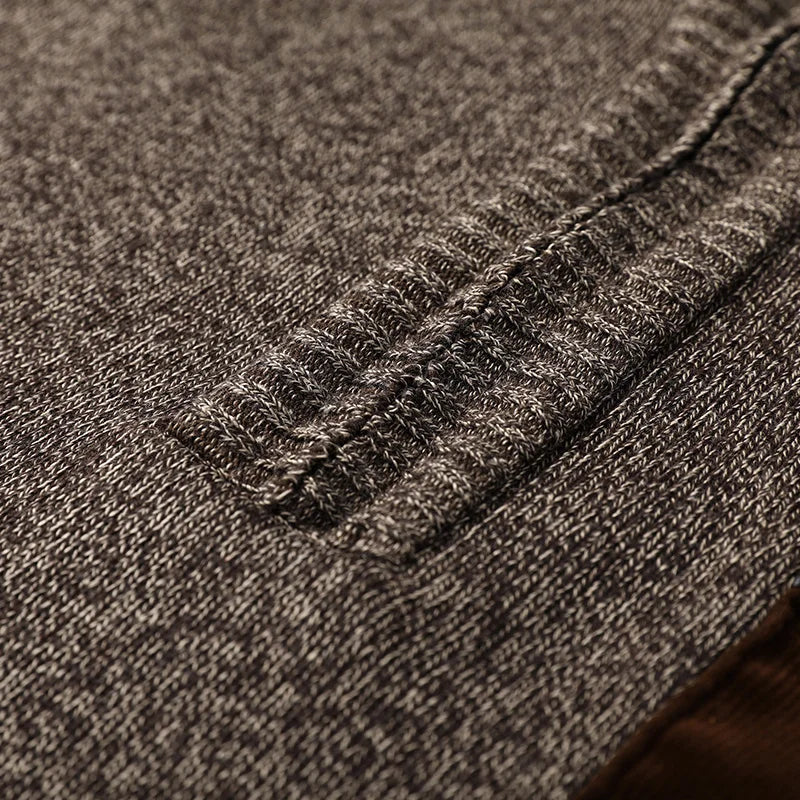Pull en maille à fermeture éclair quart de tour pour homme Arkon, avec empiècements en daim