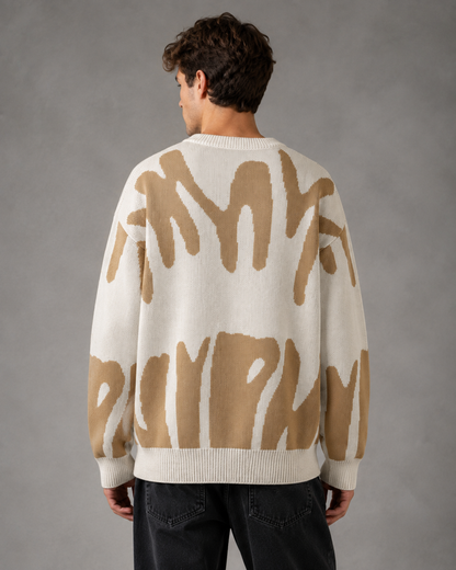 Arkon Herren-Strickpullover mit abstraktem Muster und überschnittenen Schultern