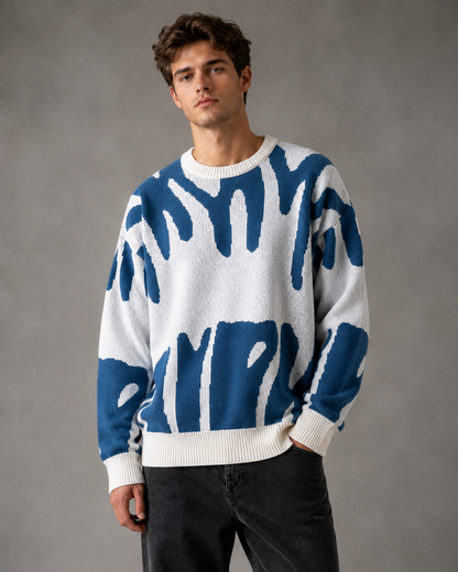 Arkon Herren-Strickpullover mit abstraktem Muster und überschnittenen Schultern