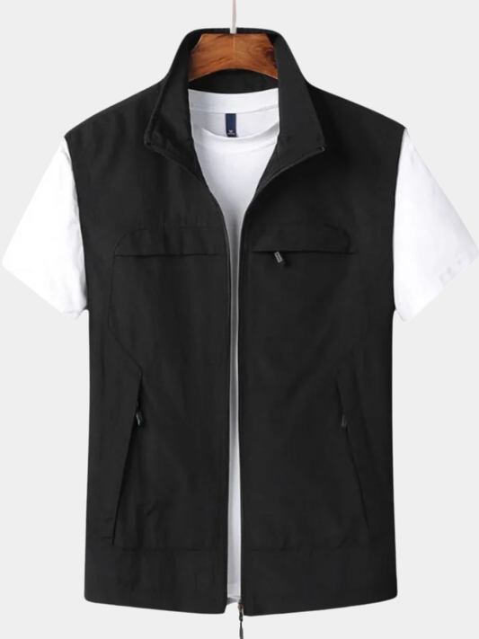 Arkon Men's Lightweight Zip Utility Vest With Stand Collar