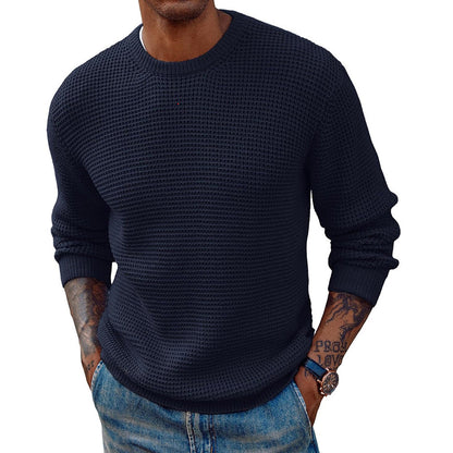 Arkon gerippter Longline-Strickpullover mit Rundhalsausschnitt