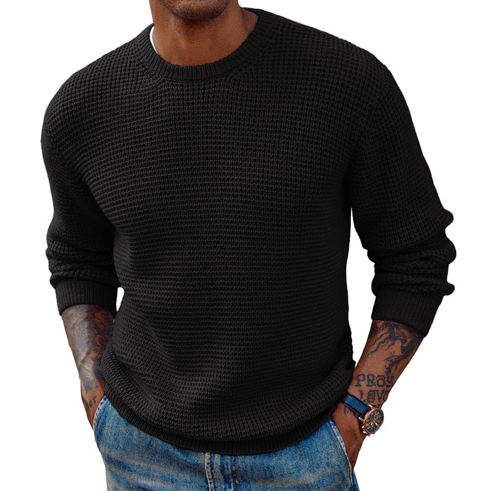 Arkon gerippter Longline-Strickpullover mit Rundhalsausschnitt