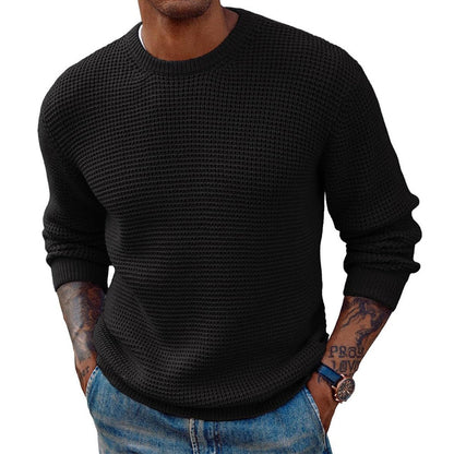 Arkon gerippter Longline-Strickpullover mit Rundhalsausschnitt