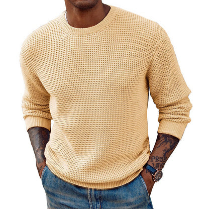 Arkon gerippter Longline-Strickpullover mit Rundhalsausschnitt