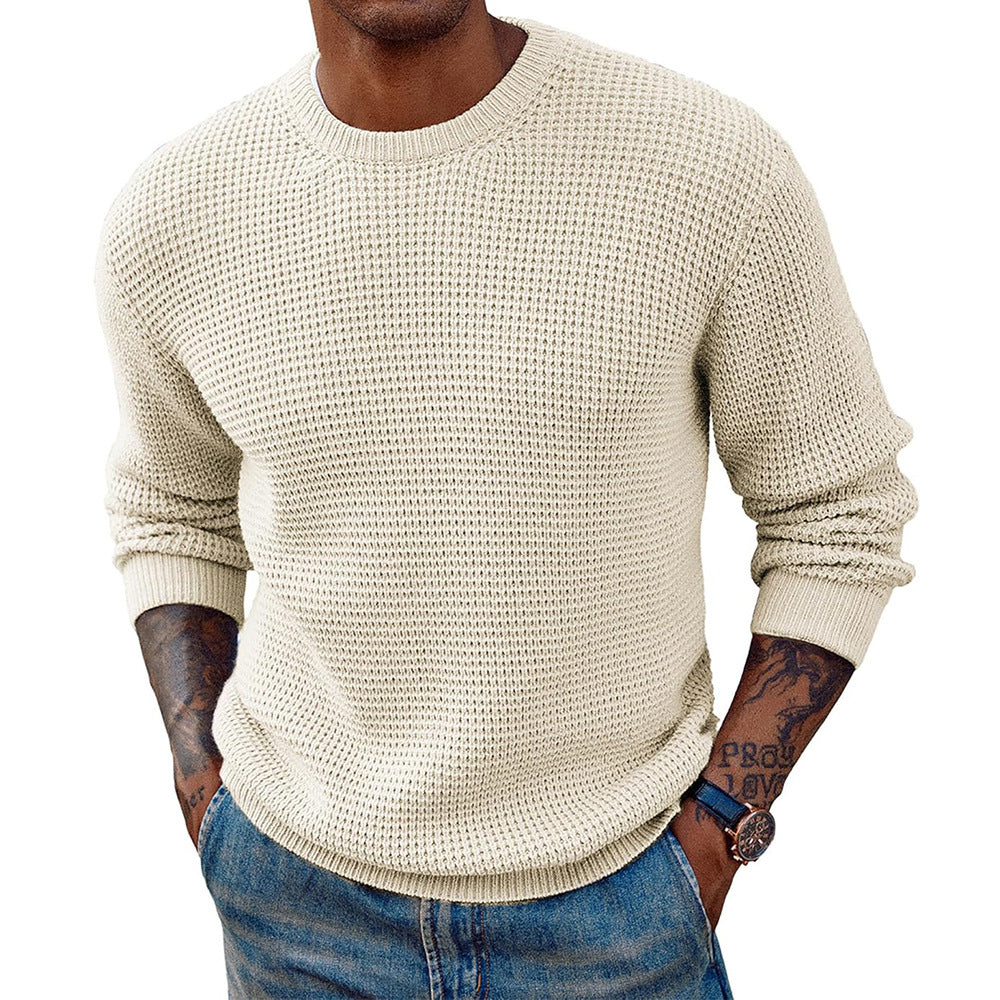 Arkon gerippter Longline-Strickpullover mit Rundhalsausschnitt