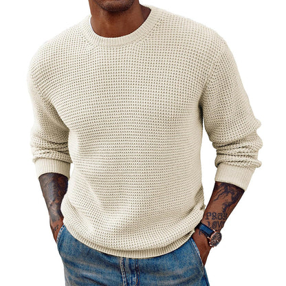 Arkon gerippter Longline-Strickpullover mit Rundhalsausschnitt