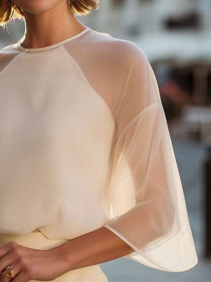 Chemisier Zafren abricot transparent à manches raglan