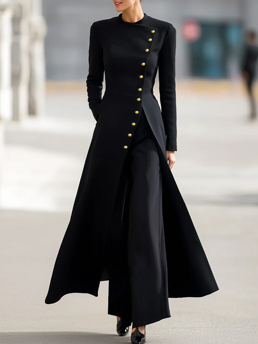 Completo pantalone Zafren nero con blazer lungo