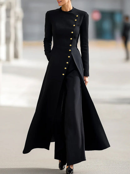 Completo pantalone Zafren nero con blazer lungo