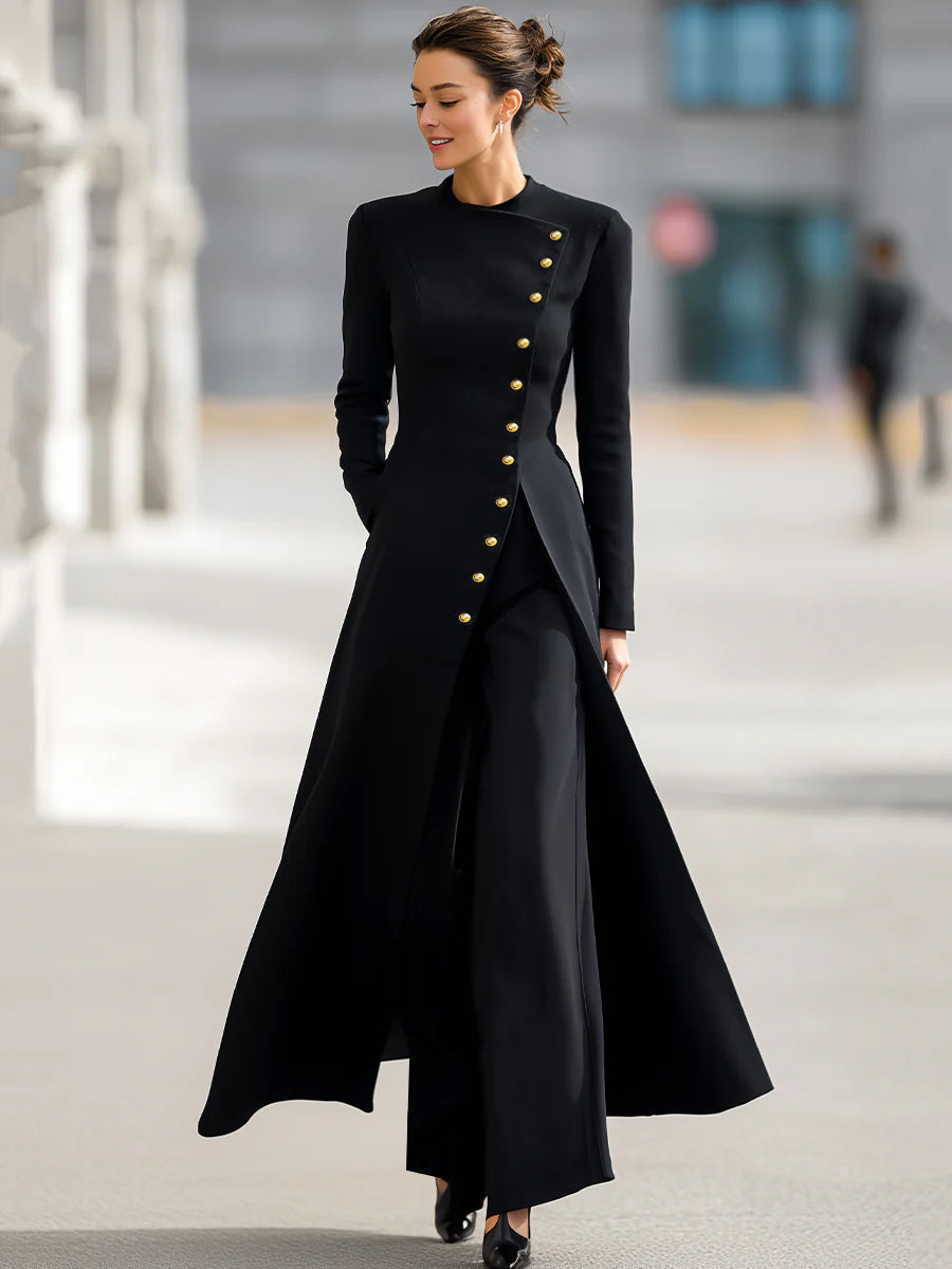 Completo pantalone Zafren nero con blazer lungo