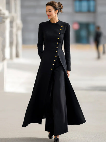 Completo pantalone Zafren nero con blazer lungo