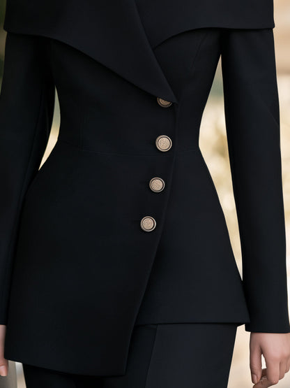 Blazer Zafren nero all’americana con scollo a spalle scoperte