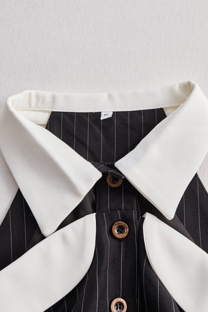 Haut corset noir Zafren à fines rayures et à licou