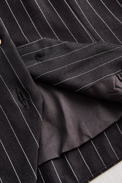 Haut corset noir Zafren à fines rayures et à licou