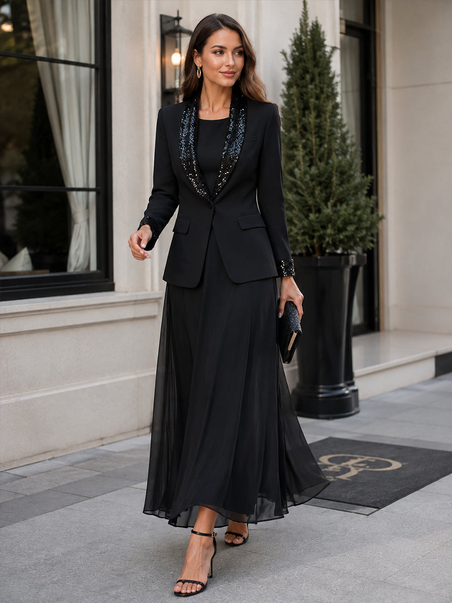 Blazer Zafren nero con paillettes e revers