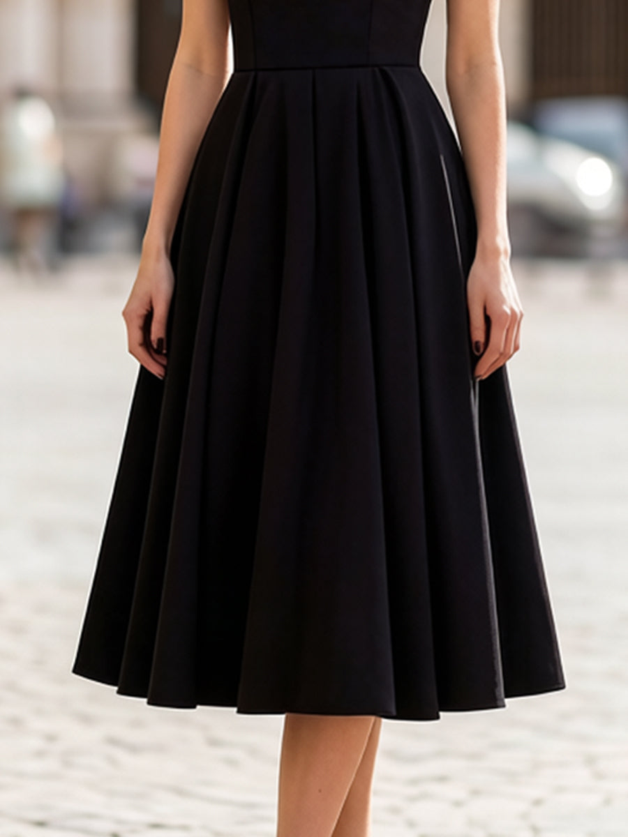 Robe Zafren noire en tulle à manches courtes
