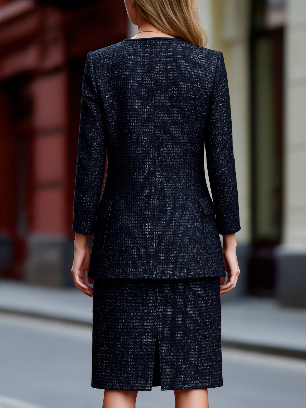 Completo abito giacca in tweed nero Zafren